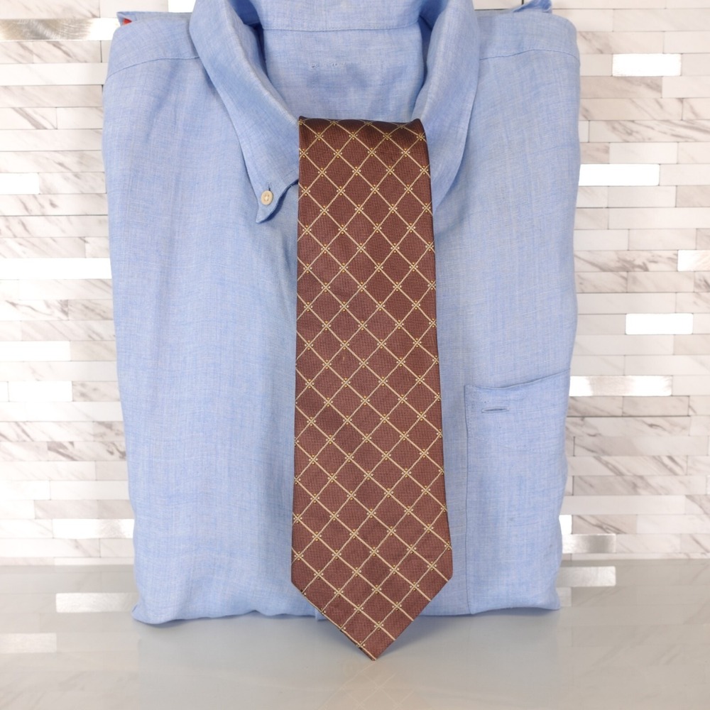Designer Neck Tie Mens MICHIKO London KOSHINO Brown Diamond Plaid Unique JAPAN
